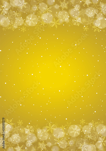 雪の結晶　キラキライルミネーション背景　ゴールド