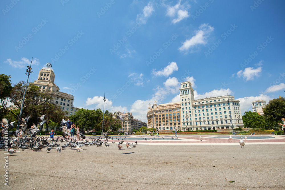 Plaza Catalunya in Barcelona, Spain