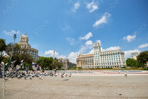 Obraz na płótnie Plaza Catalunya in Barcelona, Spain w salonie