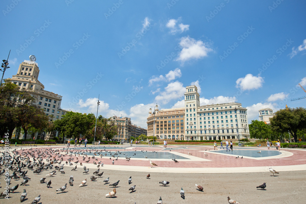 Plaza Catalunya in Barcelona, Spain