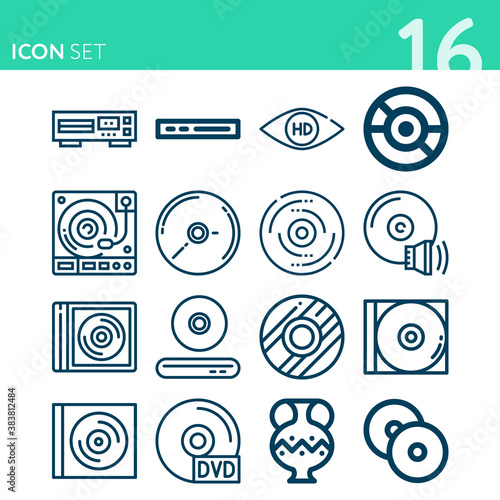 Simple set of 16 icons related to romans