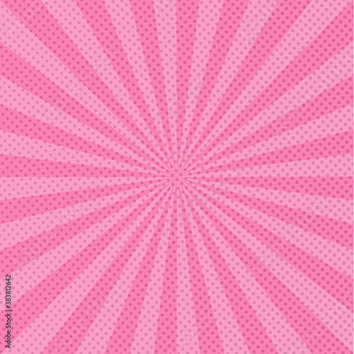 Sun rays retro vintage style on pink and red background, Sunburst pattern background. Rays. Comic banner vector illustration. Abstract sunburst wallpaper for template business social media advertising