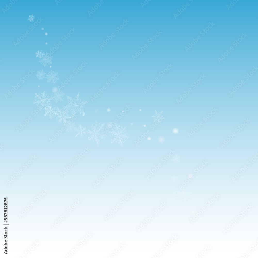 Gray Snowflake Vector Blue Background. Fantasy 