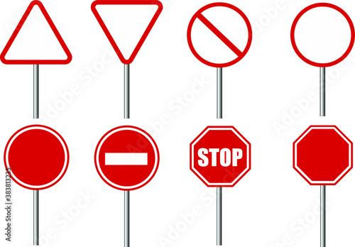 Set of road signs isolated on transparent background. Vector illustration.