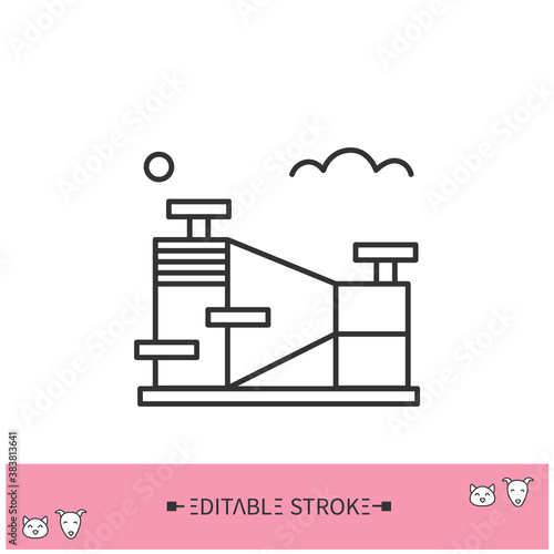 Cat and dog playground line icon. Outdoors area for playing and walking pets.Contemporary pets park, yard.Home pets life and pet owners community concept. Isolated vector illustration.Editable stroke 
