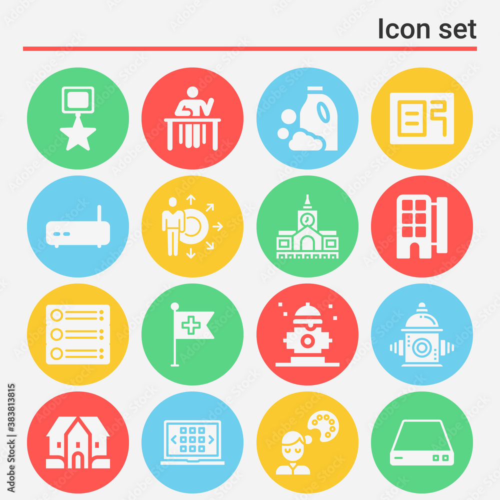16 pack of reading  filled web icons set