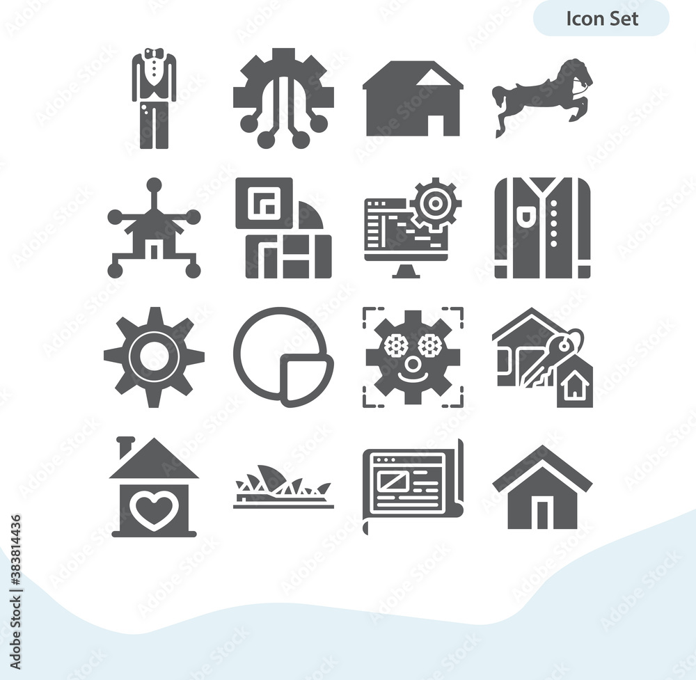 Simple set of accommodate related filled icons.
