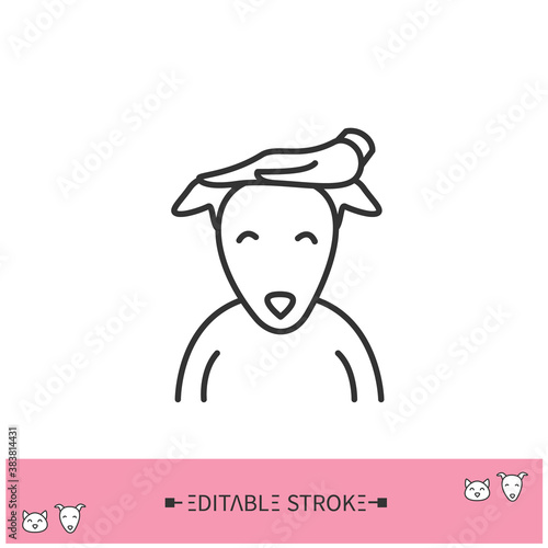 Pet care line icon. Domestic animals protection, charity and volunteering.Animal adoption.Shelter for pets.Home pets life and pet owners community concept.Isolated vector illustration.Editable stroke 