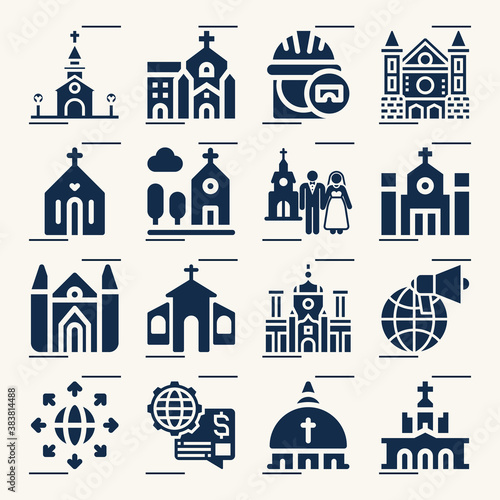 Simple set of parish related filled icons.