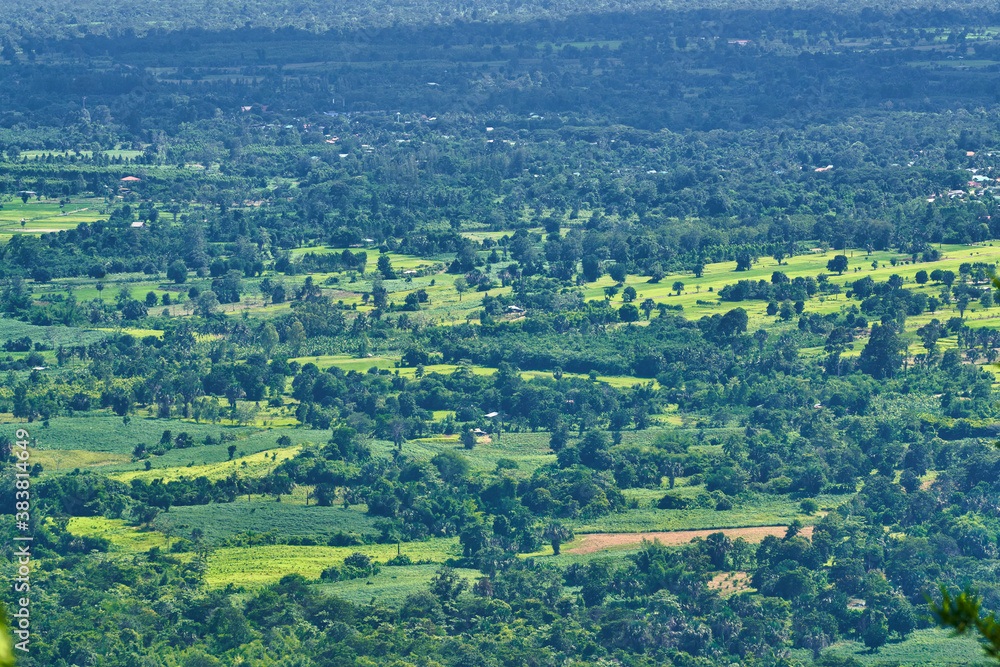 Aerial view of green countryside of thailand