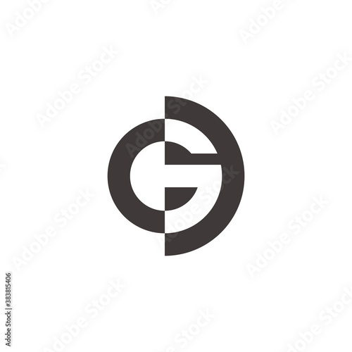 letter cg abstract geometric negative space logo vector