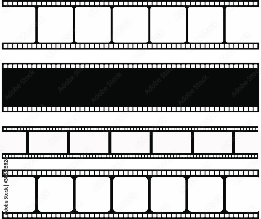 Blank simple film strip set. Vector illustration