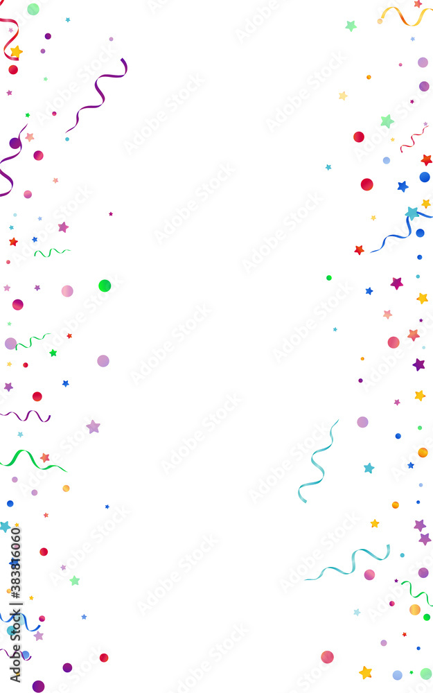 Bright Circles Falling Vector White Background. 