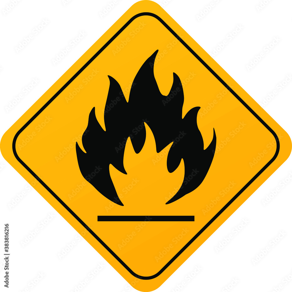Flammable materials warning sign isolated on white background Flammable materials warning sign isolated on white background