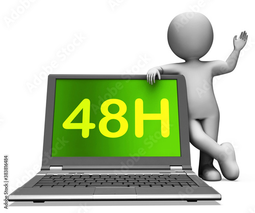 Forty Eight Hour Laptop Character Shows 48h Service Or Delivery photo