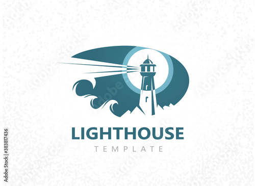 Lighthouse logo silhouette beacon ray course 