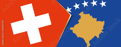 Switzerland and Kosovo flags, two vector flags.