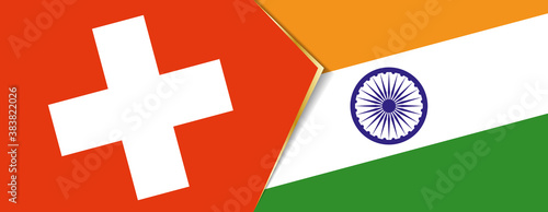 Switzerland and India flags, two vector flags.