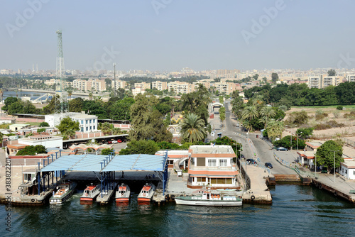Panoramic view of the city Ismailia in Egypt - Africa. View from the Suez Canal side. photo