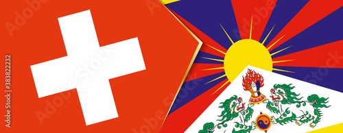 Switzerland and Tibet flags, two vector flags.