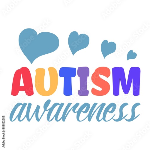 Autism awareness colorful, creative print, symbol isolated on white background. Support, social issues concept.