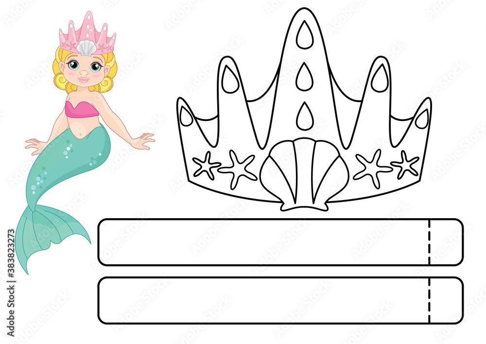 Princess Mermaid Crown template for kids. Party crown die cut template ...