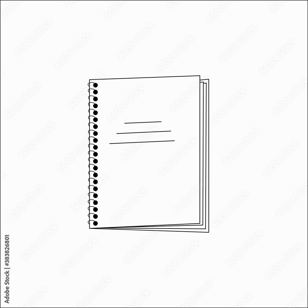 A school copybook outline icon. children's notebook on a spiral A study notebook. Concept of education, Back to school. Vector illustration with editable strokes width. A school copybook outline icon. children's notebook on a spiral A study notebook. Concept of education, Back to school. Vector illustration with editable strokes width.