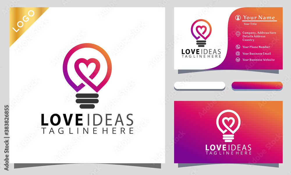 Bulb lamp Love Ideas Colorful logo design inspiraton, business card Bulb lamp Love Ideas Colorful logo design inspiraton, business card