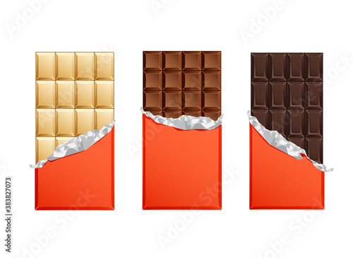 Dark and milk candy chocolate bars in vintage bar wrappers.