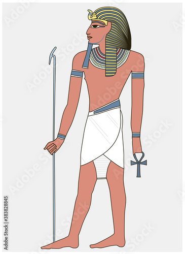 Illustration eines ägyptischen Pharao im Stil einer Hieroglyphe