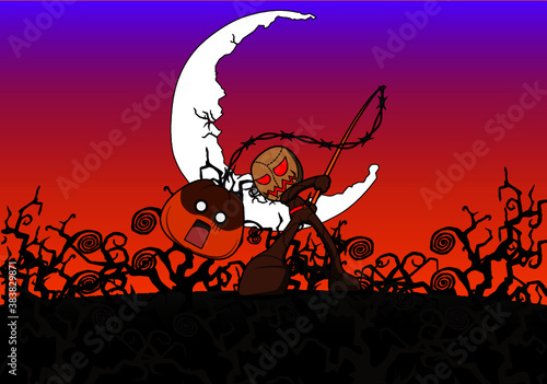 halloween cute lover kawaii scarecrow pumpkin hunter