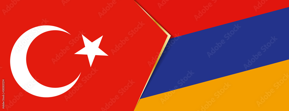 Turkey and Armenia flags, two vector flags. Turkey and Armenia flags, two vector flags.