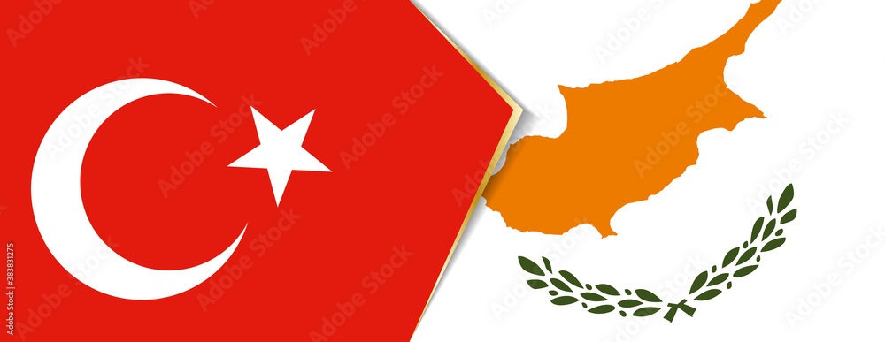Turkey and Cyprus flags, two vector flags. Turkey and Cyprus flags, two vector flags.