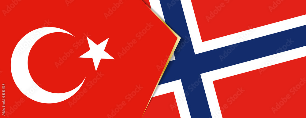 Turkey and Norway flags, two vector flags.