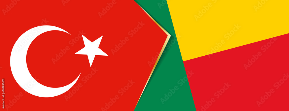 Turkey and Benin flags, two vector flags. Turkey and Benin flags, two vector flags.