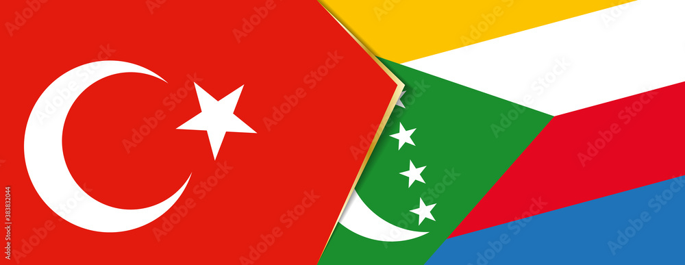 Turkey and Comoros flags, two vector flags. Turkey and Comoros flags, two vector flags.