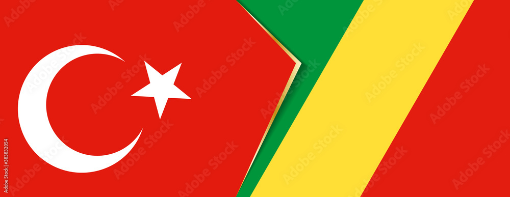 Turkey and Congo flags, two vector flags. Turkey and Congo flags, two vector flags.