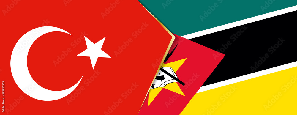 Turkey and Mozambique flags, two vector flags. Turkey and Mozambique flags, two vector flags.