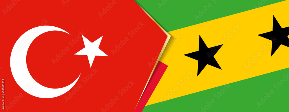 Turkey and Sao Tome and Principe flags, two vector flags. Turkey and Sao Tome and Principe flags, two vector flags.