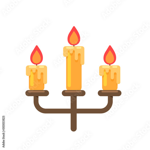 A candle placed on an empty platform, a witch's candle. For decoration on Halloween.