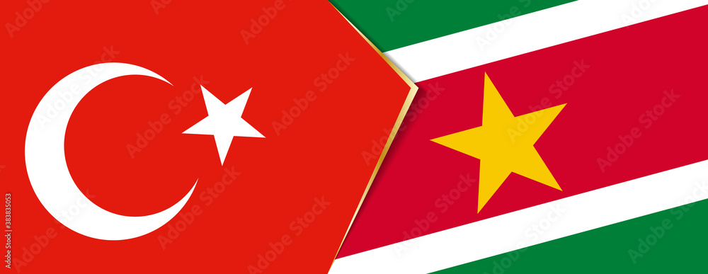 Turkey and Suriname flags, two vector flags. Turkey and Suriname flags, two vector flags.