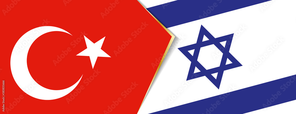 Turkey and Israel flags, two vector flags. Turkey and Israel flags, two vector flags.