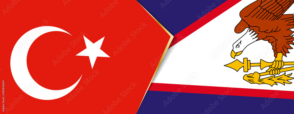 Turkey and American Samoa flags, two vector flags. Turkey and American Samoa flags, two vector flags.