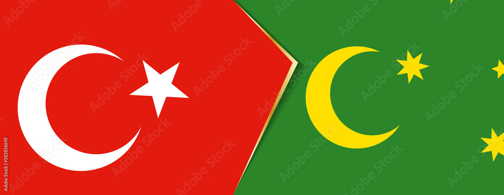 Turkey and Cocos Islands flags, two vector flags. Turkey and Cocos Islands flags, two vector flags.