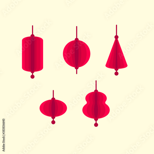 red chinese lantern flat vector illustration