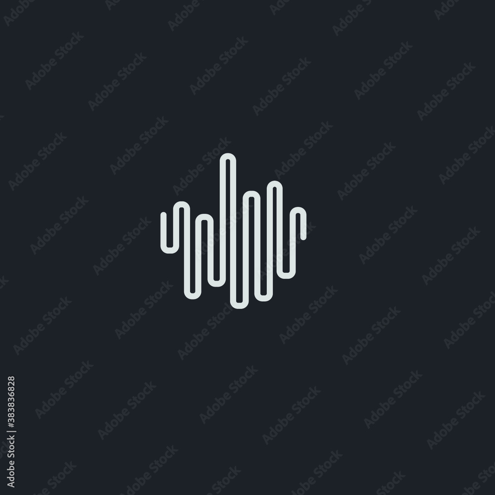 Monogram music logo in lined style Monogram music logo in lined style