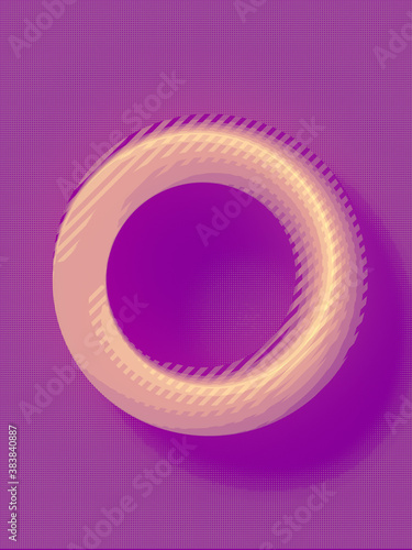 Modern mobius ring geometric figure. Digital 3d rendering illustration. Abstract violet background
