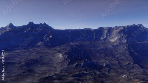 beautiful space view  view from an alien planet  exoplanet surface  fantastic planet 3D render