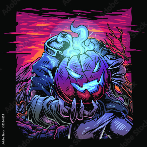 Halloween pumpkin esport mascot logo