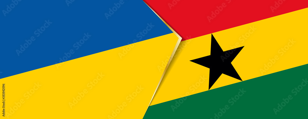 Ukraine and Ghana flags, two vector flags. Ukraine and Ghana flags, two vector flags.